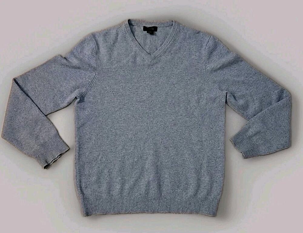 Vintage Marshall Field’s 100% Cashmere V-Neck Sweater Men’s M Blue Gray